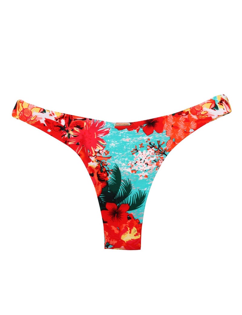 RELLECIGA Women's Blue Floral Cheeky Brazilian Cut Bikini Bottom Size Large - Image 4